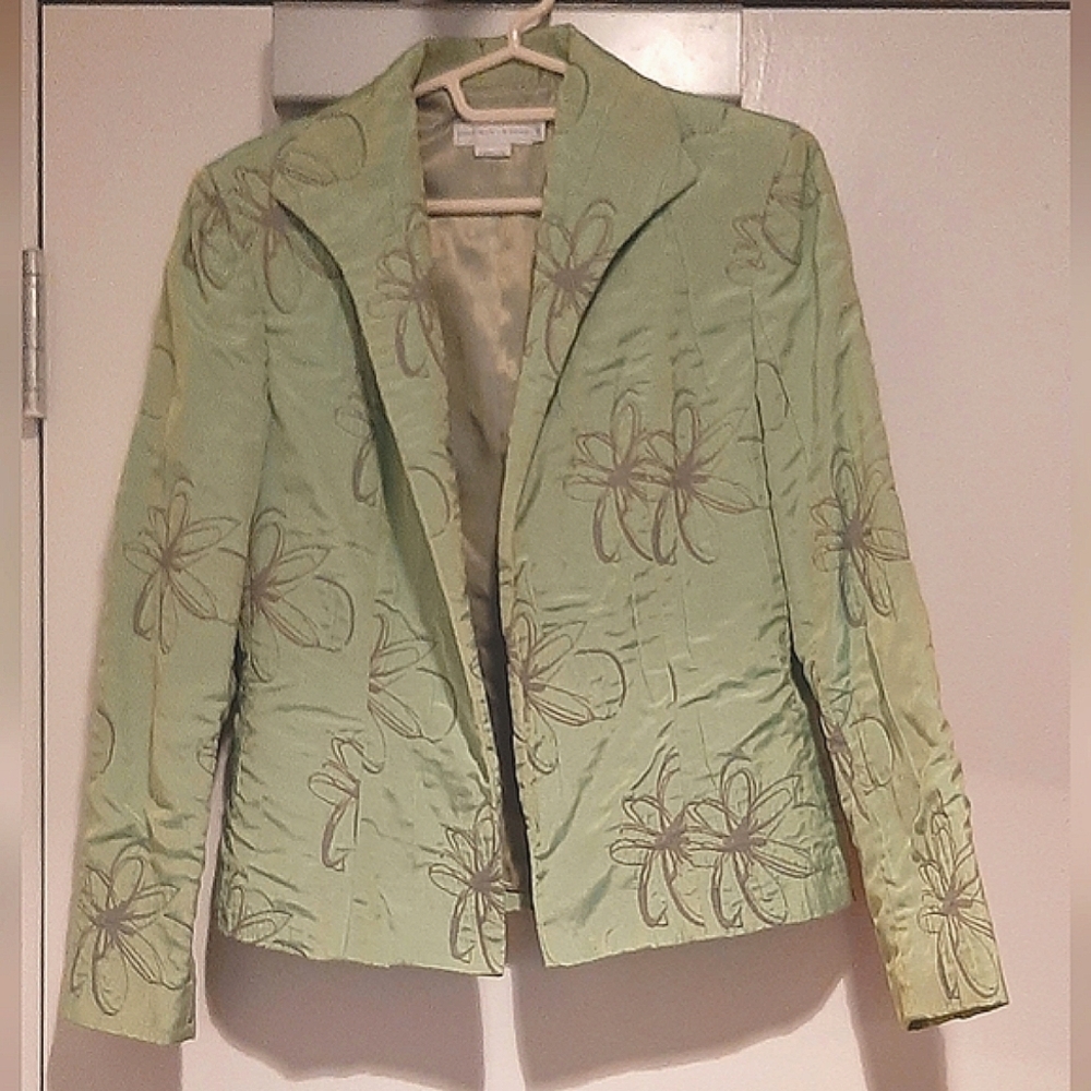 🪴Garfield & Marks🪴*Vintage* Green Floral Open Blazer